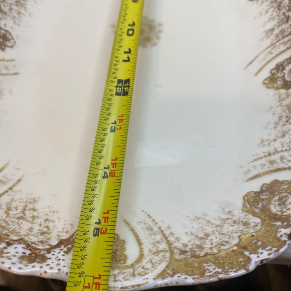 c1900 AK VF LIMOGES A. KLINGENBERG White GOLD ENCRUSTED DISH TRAY BOWL GARLAND - Picture 12 of 13